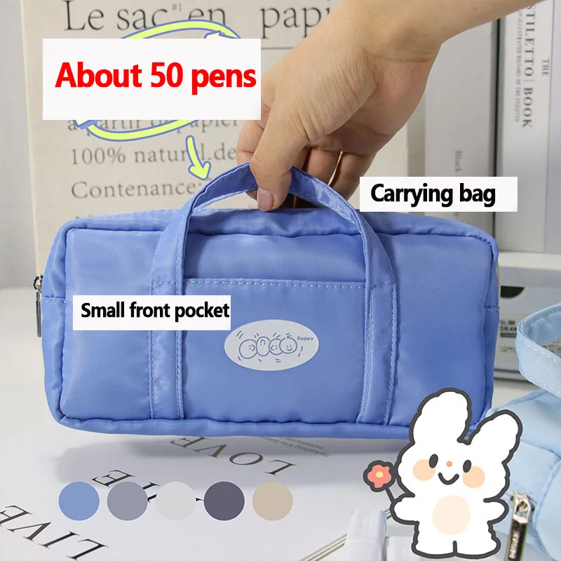 Hand Carry Stationery Pen Bag Waterproof Storage Pen Pencil Bag Multi Layer Large Capacity Cosmetic Travel Storage Bag Simple