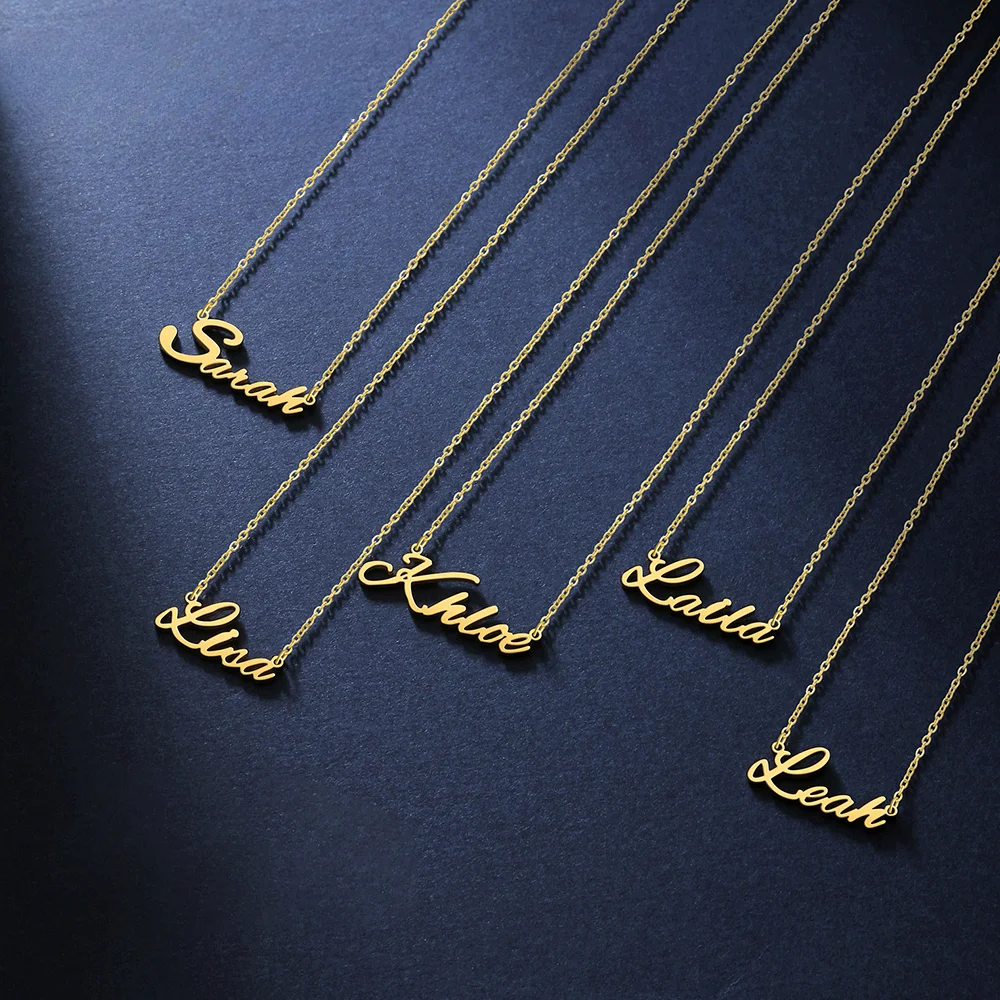 Orazio Custom Pendant Necklace for Women Gold Color Stainless Steel 100 Styles Personalized Letter Name Neck Chain Jewelry Gift