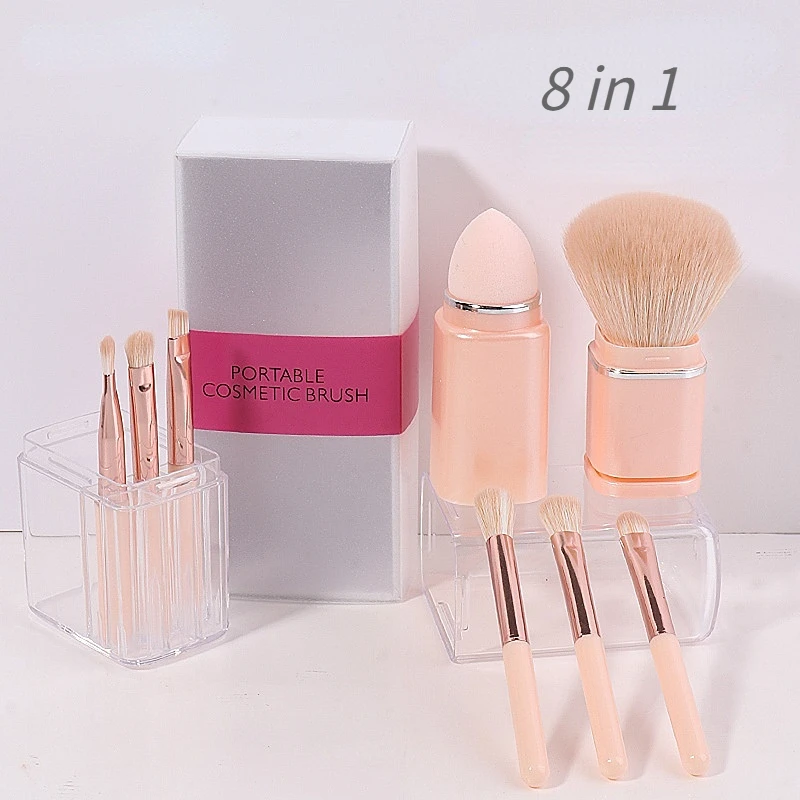 

8 In 1 Makeup Brush Set Professional Cosmetic Brushes Puff Blush Powder Foundation Eyeshadow Pinceaux Kit Scalable Make Up Tools