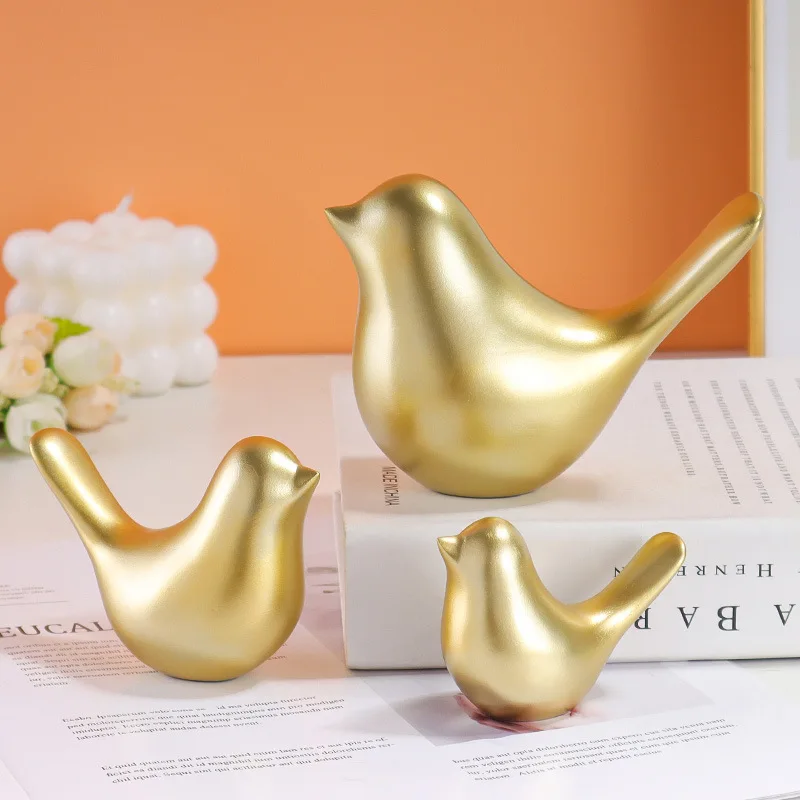 

Golden Bird Resin Crafts Creative Simple Living Room Desktop Model Room Animal Soft Decoration Resin Decoration