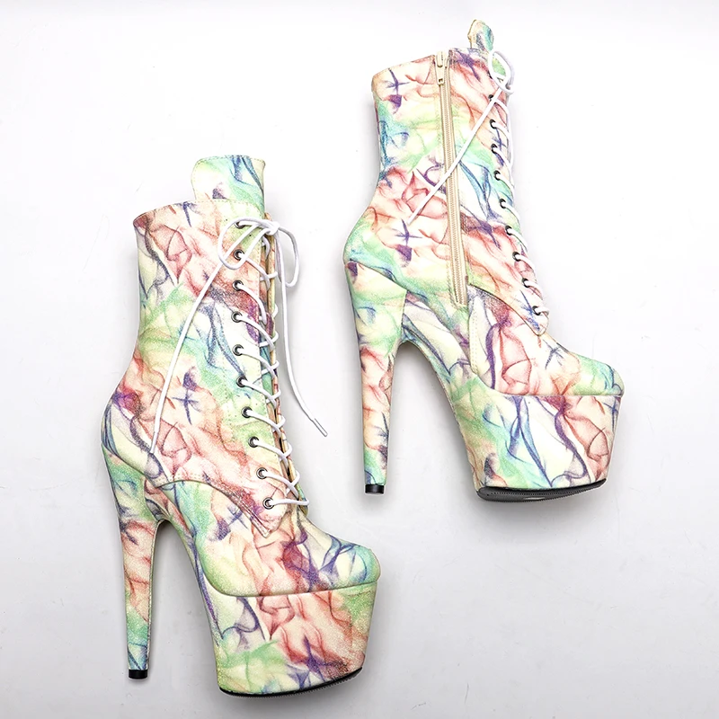 Leecabe17CM/7Inch Glitter Night Light UPPER Platform disco party High Heels Shoes Pole Dance boot