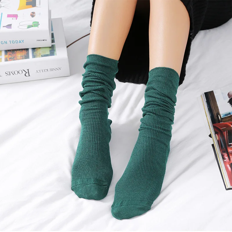 1Pair Korean Style Knee Socks High School Women Girls Fashion Solid Color Autumn Winter Sock Soft Elastic Long Warm Boots Sock