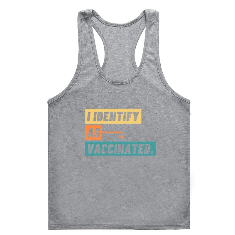 

Women's tank Gym t-tank top meni idewtify as vaccinated Print tank Gym t-tank top menSummer tank top men Casual Women sleeve