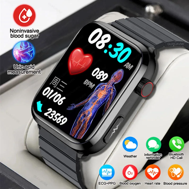 

ECG Smart Watch Bluetooth Call Blood Sugar Temperature Sports Watches Blood Pressure Health Men Smartwatch For Huawei Xiaomi ios