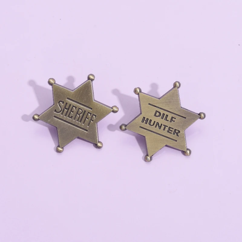 

Cartoon Sheriff Brooches Vintage Enamel Pins Western Adult Deputy Star Badges Backpack Clothes Jewelry Lapel Pin Accessories