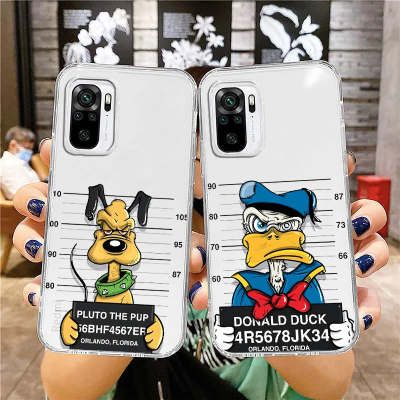 

Pooh Mickey Donald Duck Phone Case For Xiaomi Redmi Note 11E 11S 11 11T 10 10S 9 9T 9S 8 8T Pro Plus 5G 7 Transparent Cover