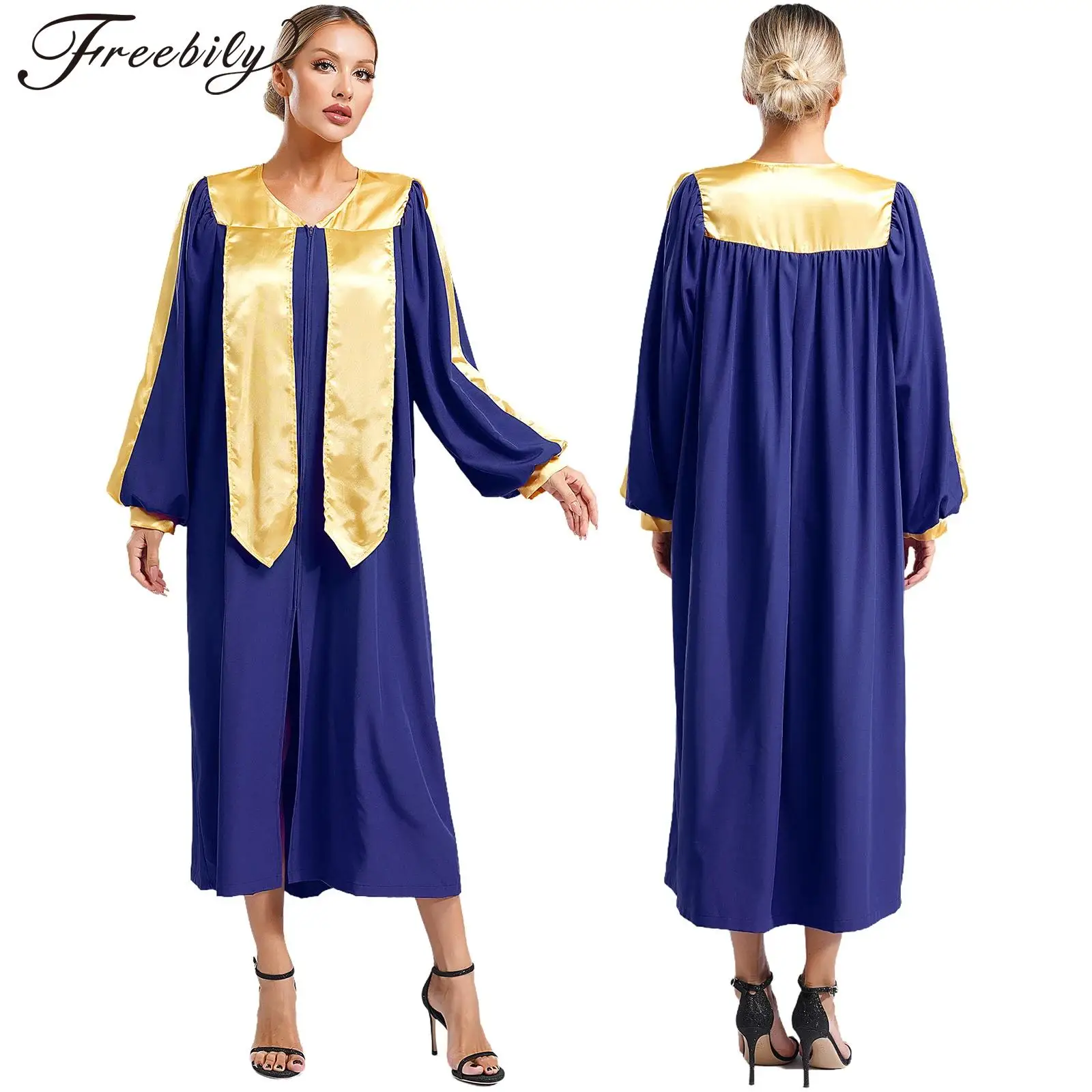 Женский и мужской халат для церковного хора платье на молнии с длинными рукавами