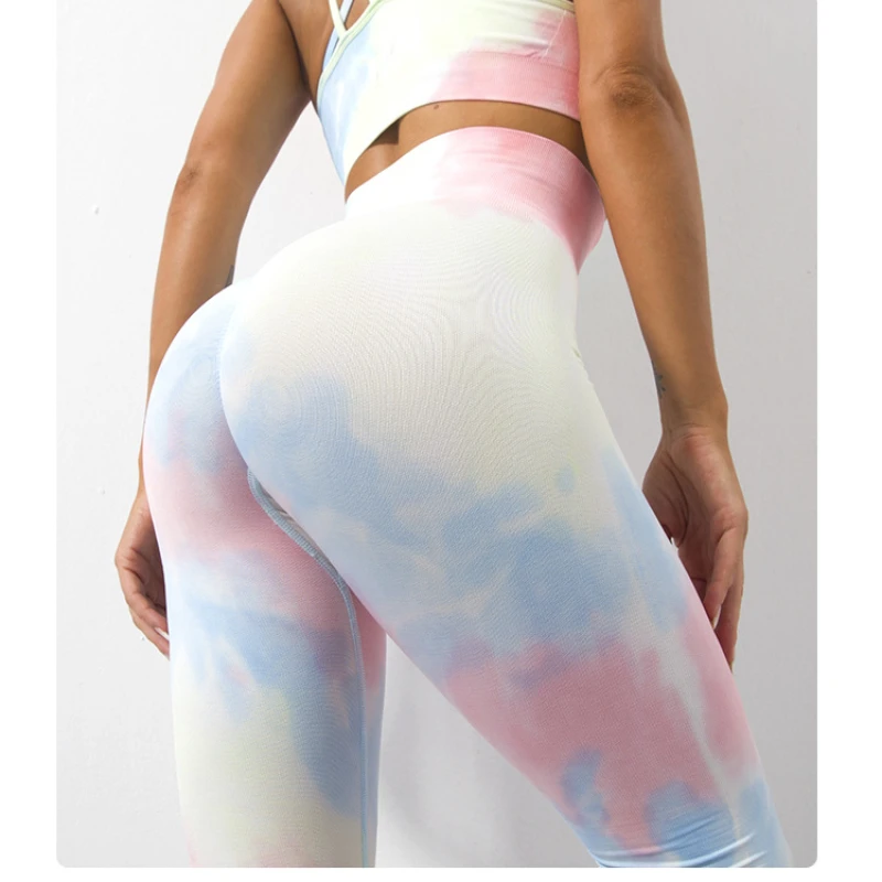 Tie dye Yoga High Waist Hips Tight Peach Buttocks Leggings Women Workout Running Sports Clothing Sexy Fitness Outerwear Pants