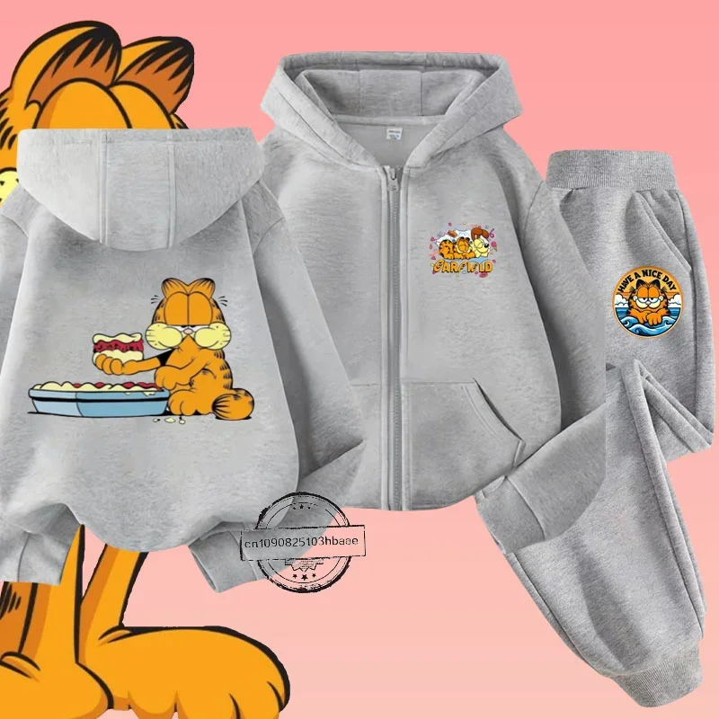 Комплект Детской Одежды С Принтом Гарфилда На Молнии Длинными Рукавами