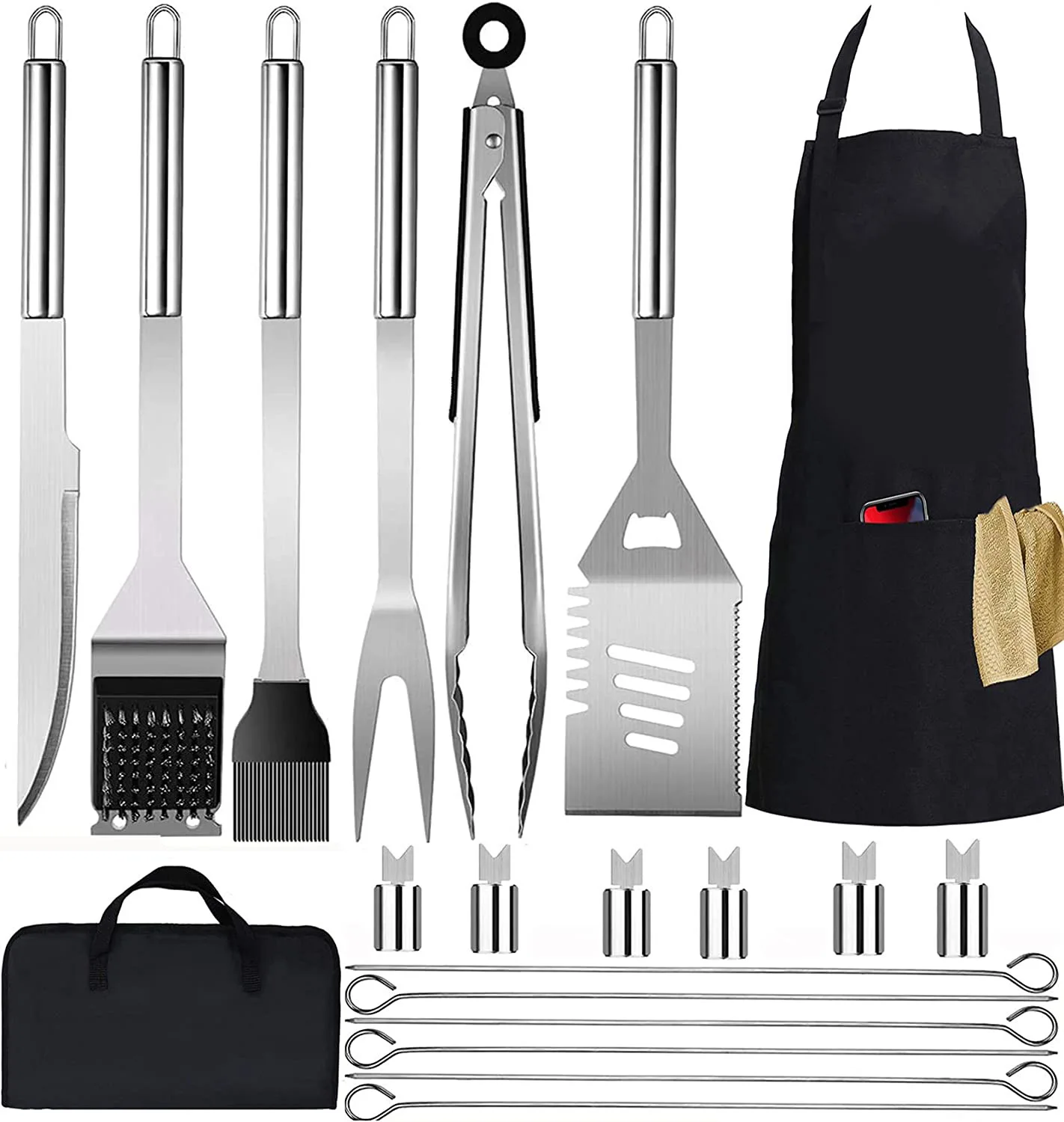 20 Piece Set BBQ Accessories Barbecue Set With Apron BBQ Barbecue Utensil Camping Outdoor Cooking Tool Set