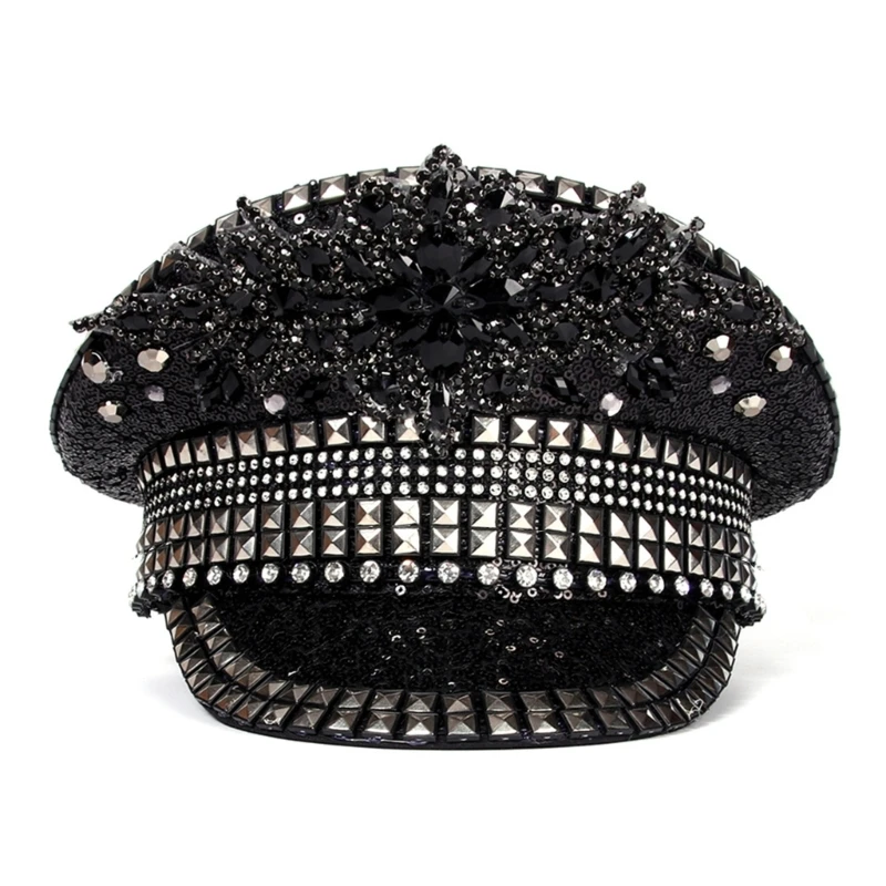 652F Украшенная драгоценностями шляпа капитана тяжелая матросская с кристаллами