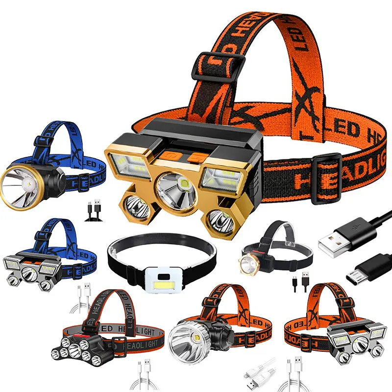 

Lamp Rechargeable Head-mounted Battery Fishing Flashlight Headlamp Built-in For Camping Head Powerful Flashlight