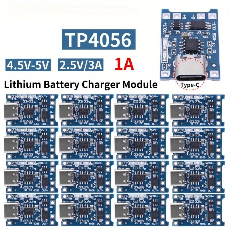 TP4056 Зарядный модуль с защитой аккумулятора 18650 BMS 5 В Тип C 1A USB Зарядная плата для