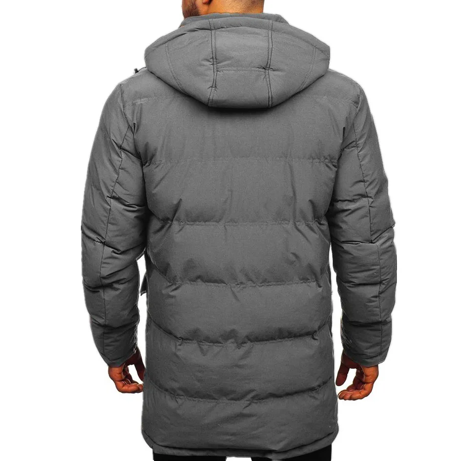 New Autumn and Winter Men's Cotton Jacket Casual Down Cotton Jacket Men's Thick Cotton Jacket Solid Color Hooded Men's Jacket