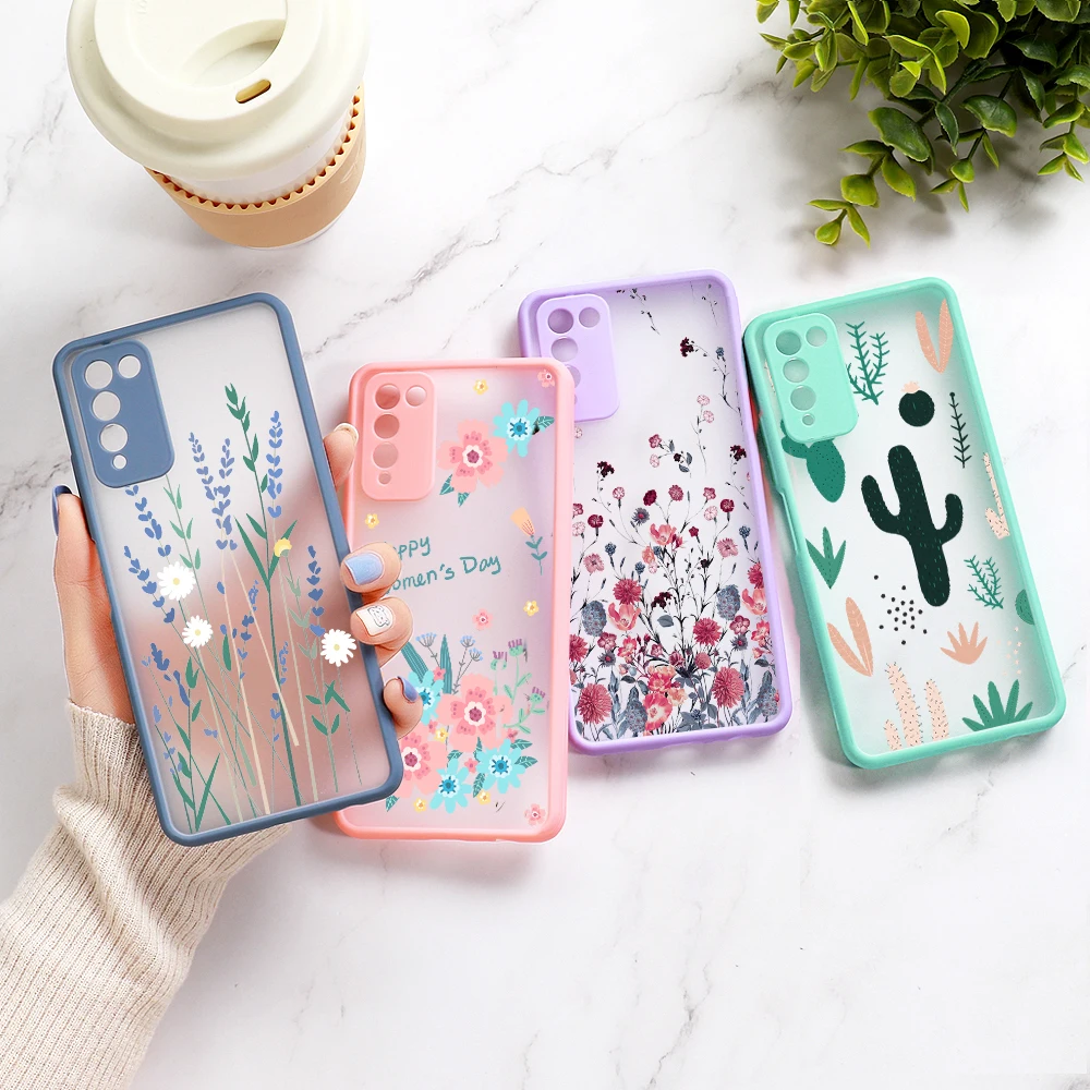 

P30 Pro Case for Huawei P30 Lite Case P20 Pro P40 Lite Flower PC Cover Honor 50 8A 9X 8X 9A 9C 20 Y6 Y9 Prime 2019 Nova 5T Funda