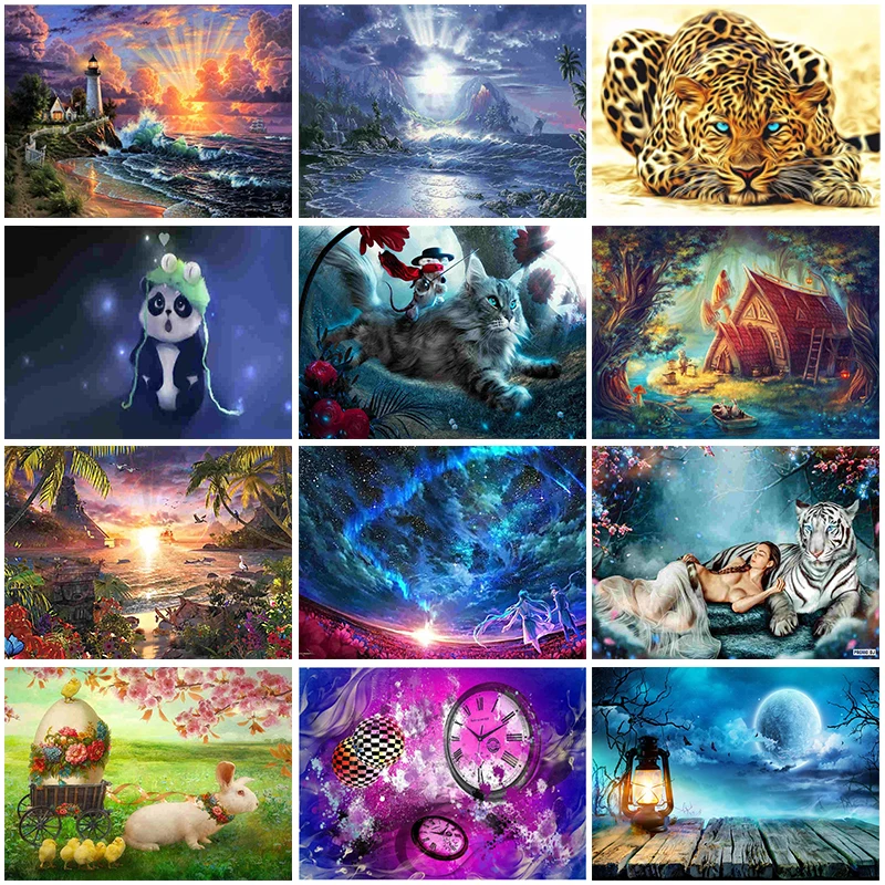 

DIY Diamond Painting Kits Sunset Scenery Animal Diamond Embroidery Full Round Mosaic Home Decor Gift US Delivery whthin 24 hours
