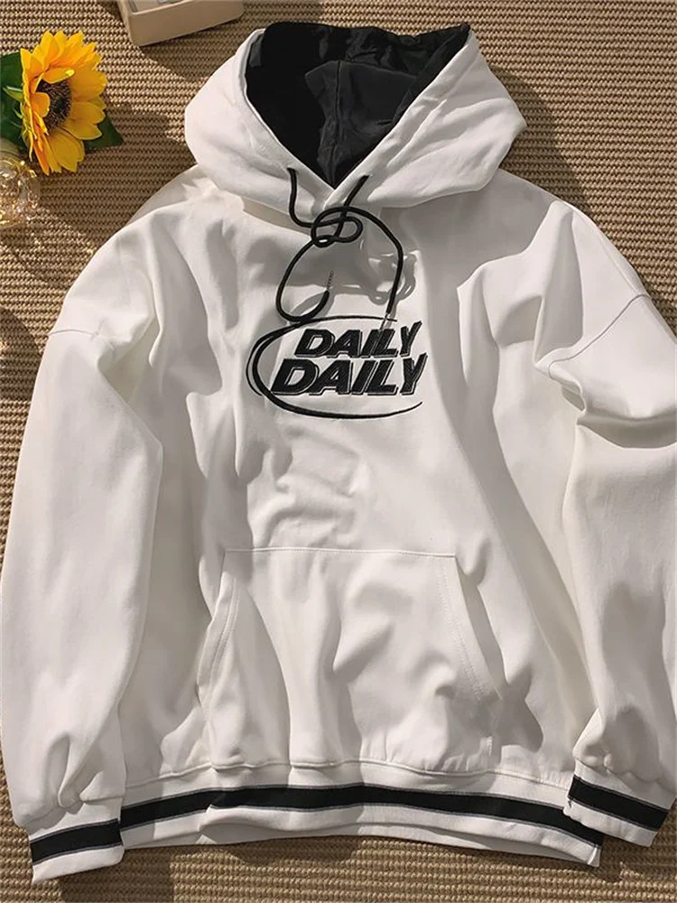 

Designer niche hooded sweatshirt men women spring letter print college style casual urban simple stripe hoodies Contrast colors