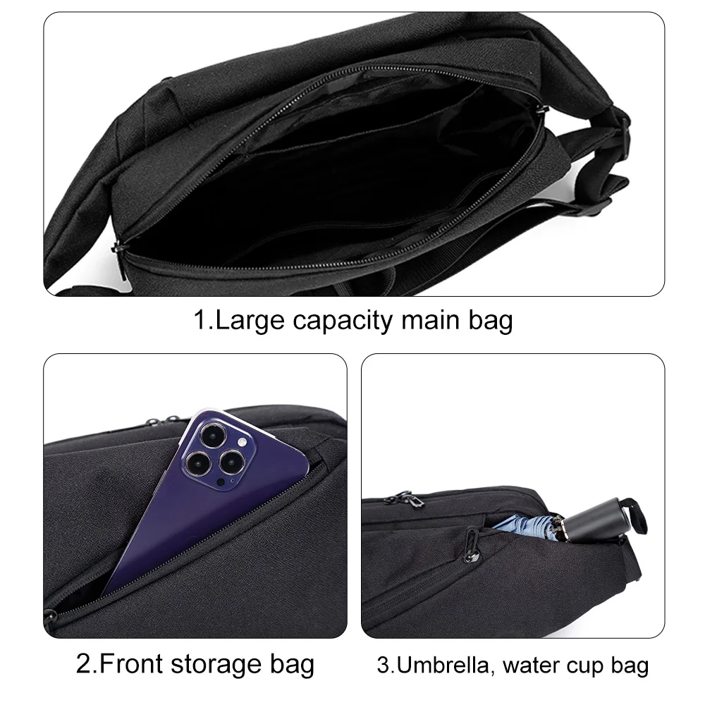 EURCOOL Chest Bag Man Waterproof Shoulder Bag Husband Fashion Men’s Waist Packs For Outdoor Travel Work Men Large Messenger Bag
