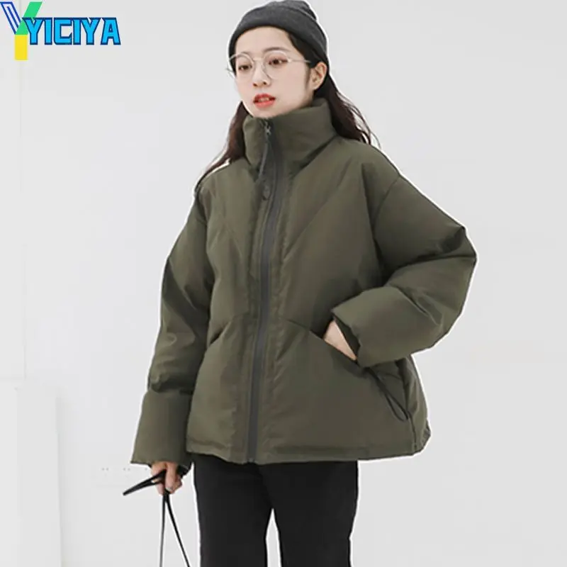 YICIYA Coats Woman Winter 2023 Streetwear Harajuku Warm Winter Parkas Solid Casual Women's Cold Jacket Oversize Winter Coats Y2k