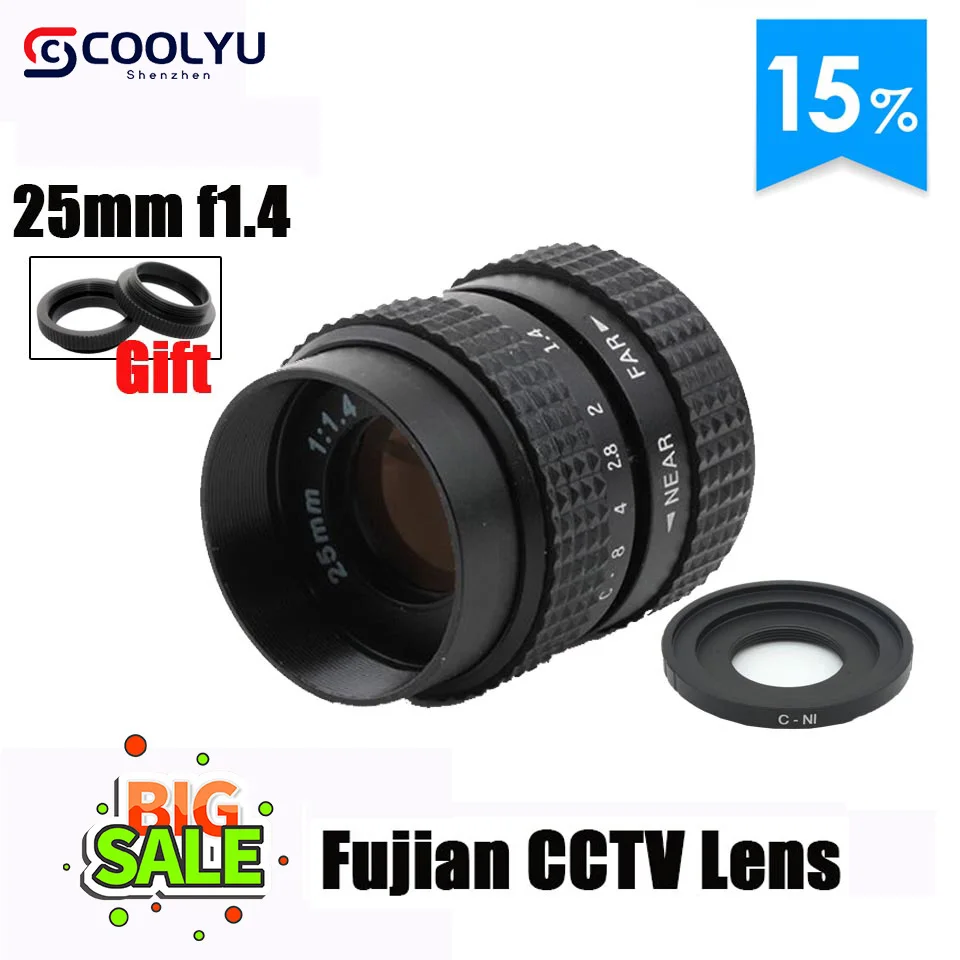 

Фуцзянь 25 мм камера видеонаблюдения микро объектив ТВ фильм фиксированный фокус F1.4 C-N1 крепление для Nikon 1 J5 S2 J4 V3 AW1 S1 J3 V2 J2 J1 V1 беззеркальная