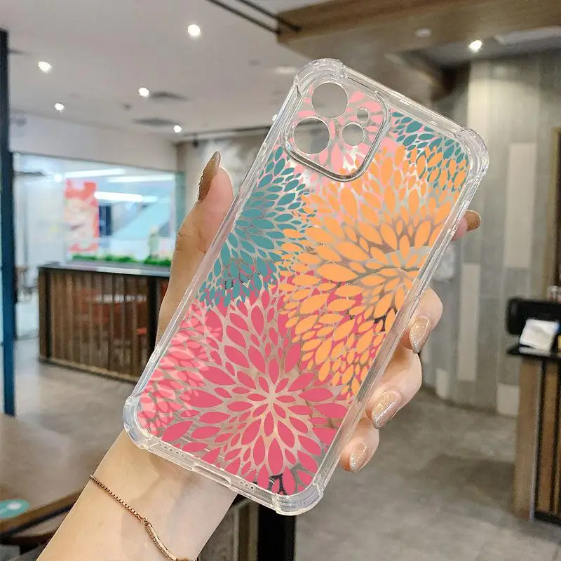 Прозрачный цветочный чехол для iPhone 13 Pro 6 6s 7 7P X Xr Xs SE 2020 8 Plus 11 12 Max Mini Ph8h PU Etui Funda |