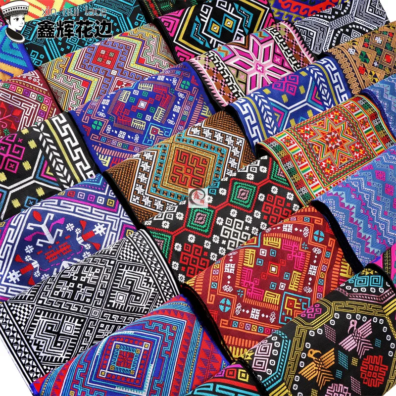 Lace Accessories Miao Nationality Clothing Ribbon Brocade Pattern Table Flag Wall Hanging Fabric