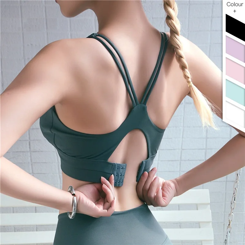 

New Yoga Bras Women Medium-strength Running Bras Shock Absorption Gather Adjustable Fitness Vest Beauty Back Sports Underwear