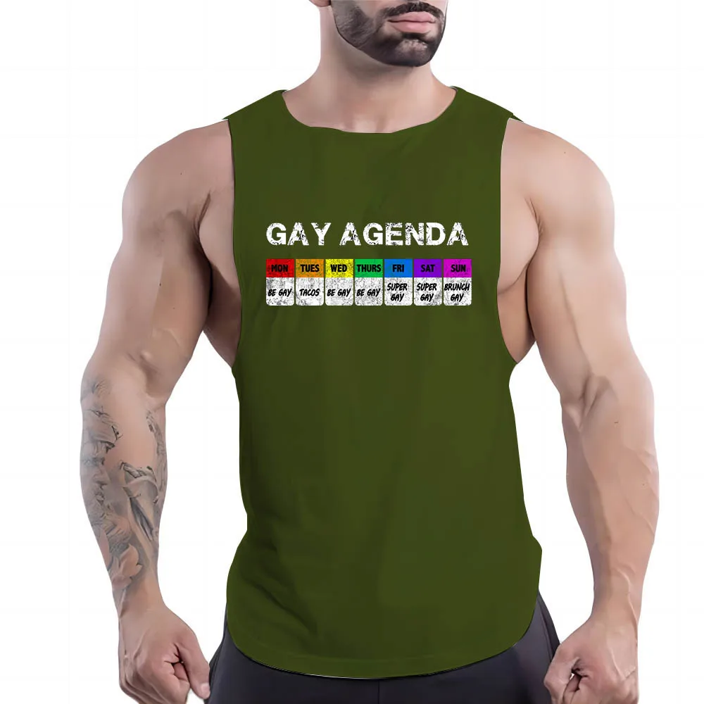 

Summer Fashion Casual 2d Letter Print Breathable Men'S Basketball Sleeveless T-Shirt Outdoor Gym Sports Street Vest Top