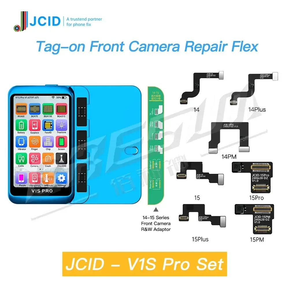 JCID V1SE V1SPRO Ремонт передней камеры с биркой Flex FPC для IPhone 14 15 Pro Max Решенная передняя