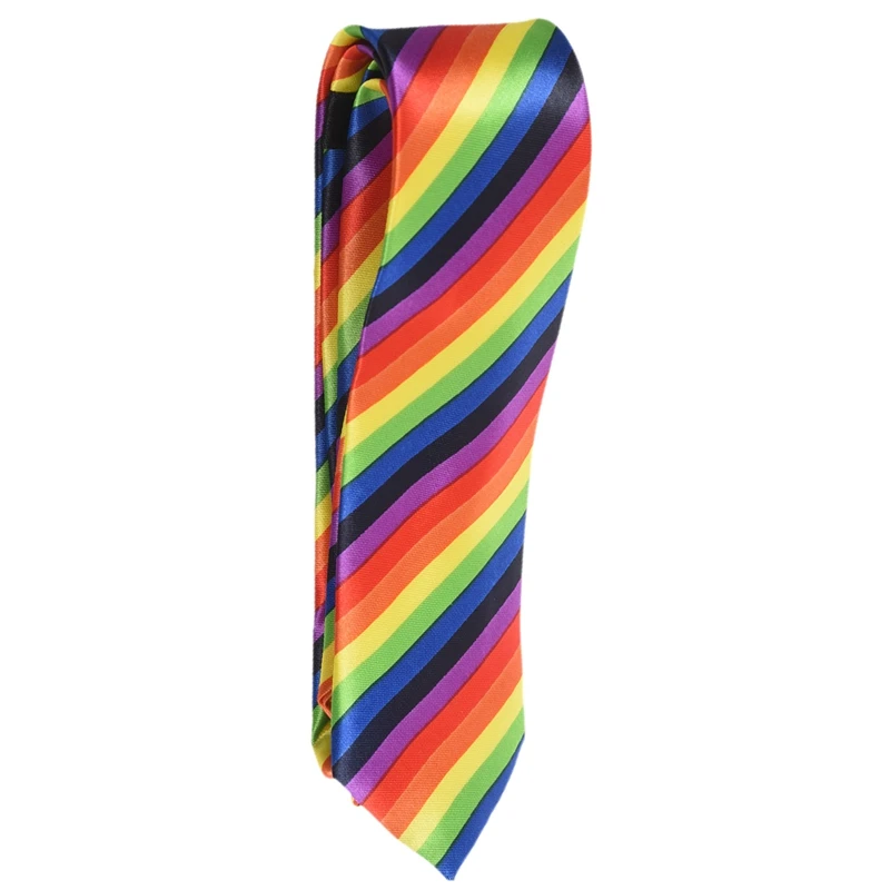 

Men Fashion Casual Skinny Slim Narrow Tie Formal Wedding Party Necktie, 19 (Rainbow Color Stripes)