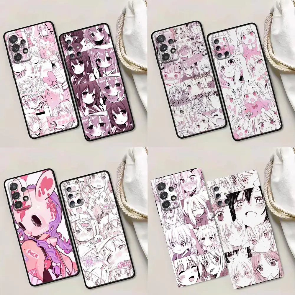 

Phone Case for Samsung A01 A02 A03s A11 A12 A21s A32 A41 A72 A52s 5G A91 A91s Soft Case Cute Manga Nifty Pink Girl