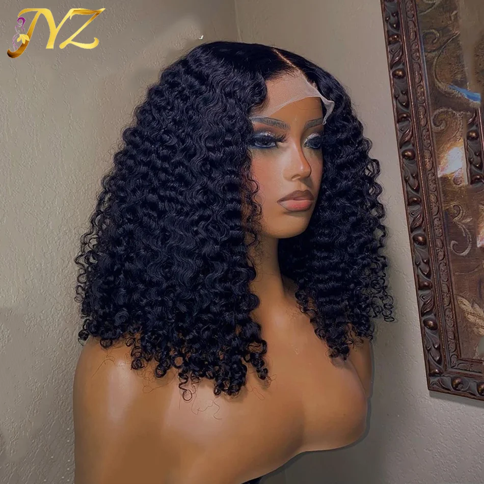 

Short Curly Human Hair Wigs Deep Wave Bob Wig Lace Front Human Hair Wigs for Women Hd Transparent Lace Frontal Wig Middle Part