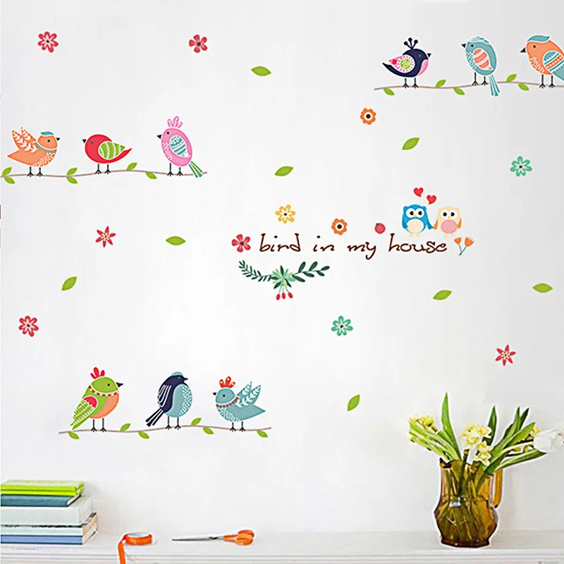

Kids Cartoon Bird Wall Stickers Children's Room Kindergarten Wall Decoration Wallpapers Waterproof Self-adhesive Vinyl Decals