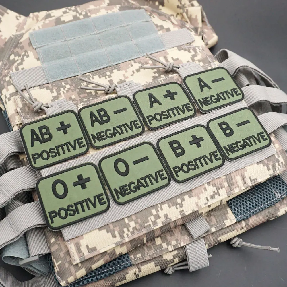 Blood type patch HELIKON Military Tactical Embroidered Patches  Armband Backpack Badge with Hook Backing for Clothing