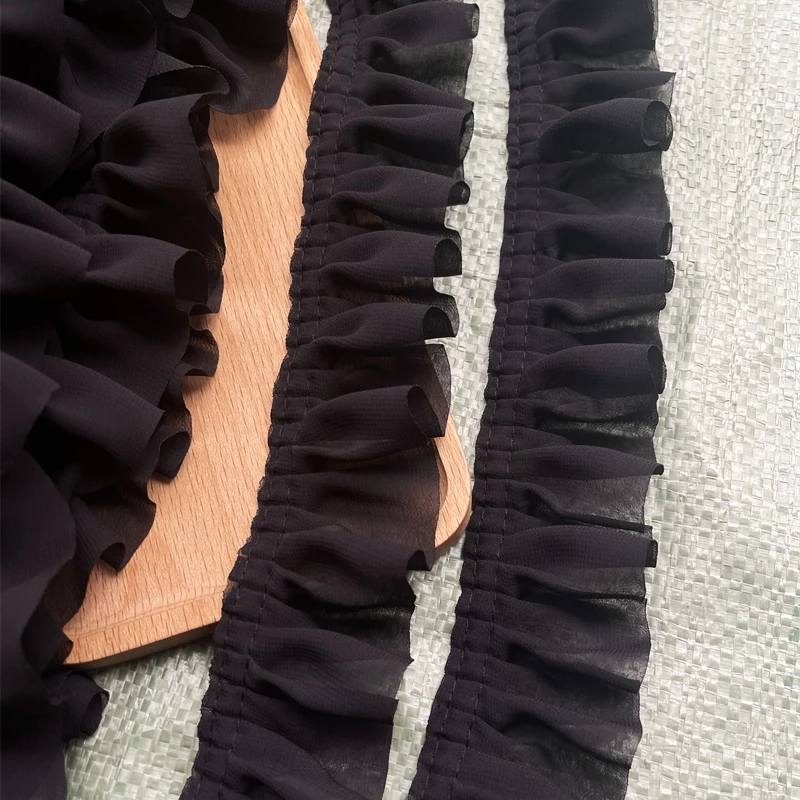 Двухслойная шифоновая ткань для рукоделия гофрированная лента оборка манжеты