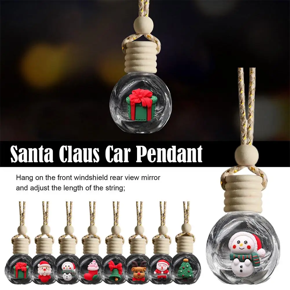 10ml Santa Claus Car Pendant Aromatherapy Christmas Gift Glass Refill Diffuser Empty Bottle Ornament M0y3