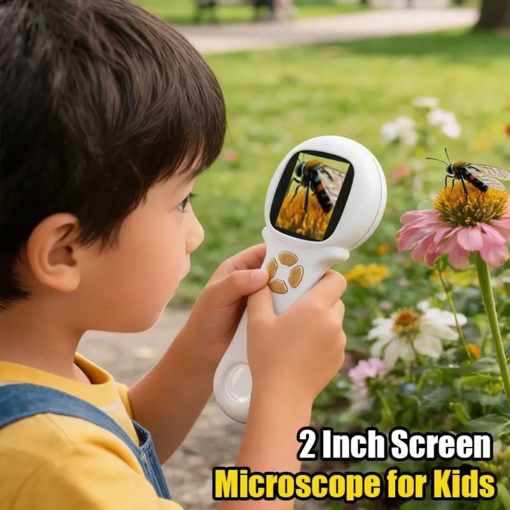 Фото 2-дюймовый IPS-экран, детский цифровой микроскоп HD, портативный детский микроскоп, 2 миллиона пикселей, 500-кратное увеличение №2