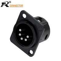 1pc push type xlr panel mount wire black metal 5 pins xlr male chassis connector audio speaker jack socket 5poles conector