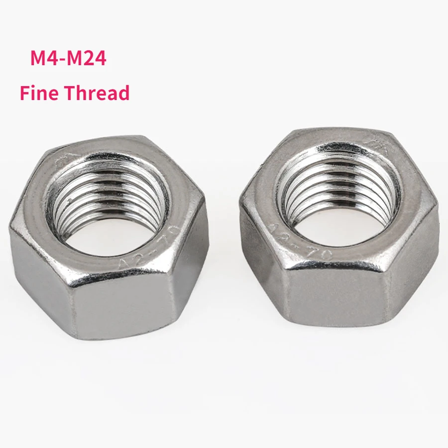 M4 M5 M6 M8 M10 M12 M14 M16 M18 M20 M22 M24 304 Stainless Steel Nut Fine Thread Hex Hexagon Nuts