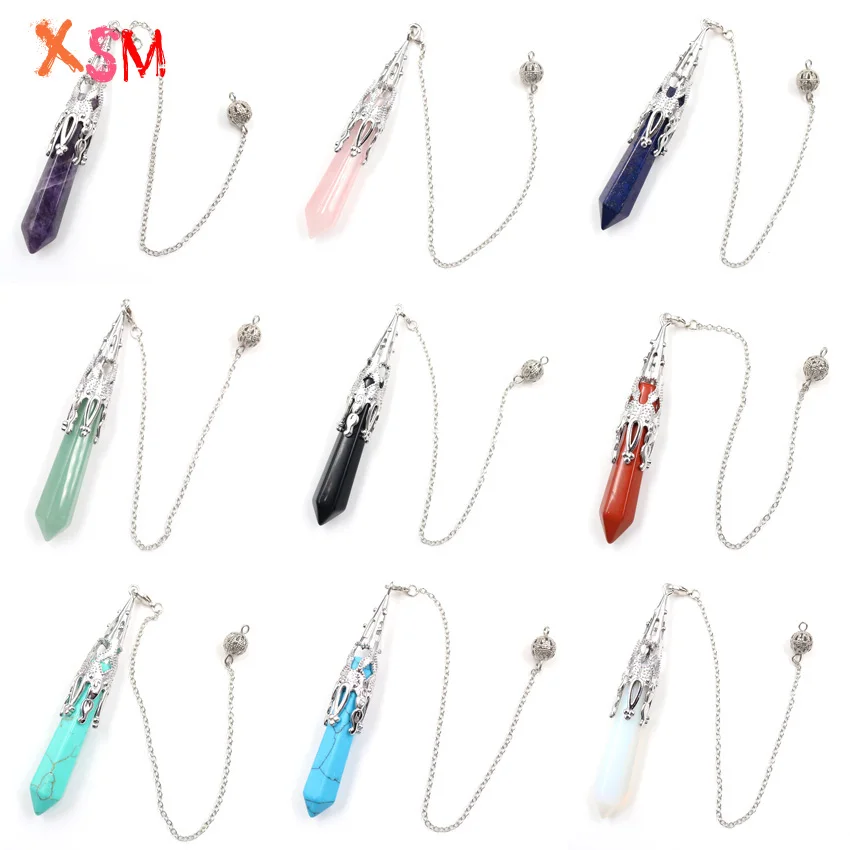 

1 Pcs Link Chain Crystal Natural Stone Hexagonal Column Pendulum Pendant Reiki Healing,Balancing,Dowsing,Wicca,Charms Jewelry