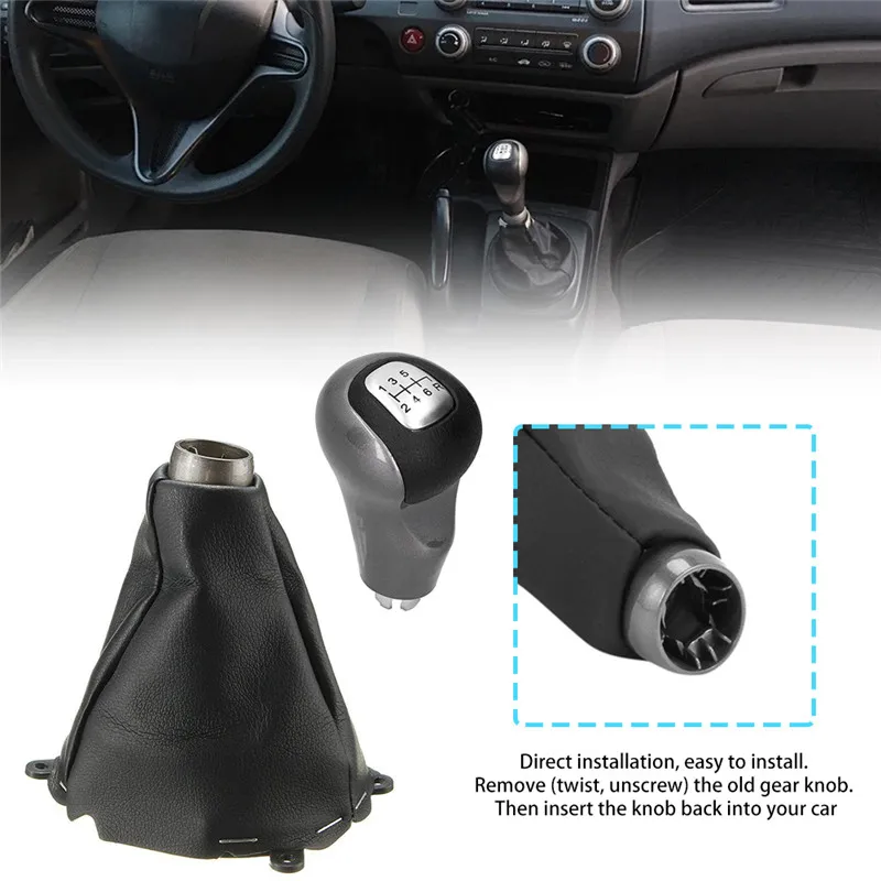 Для Honda Civic DX EX LX 2006 2007 2008 2009 2010 6 скоростей серебристый черный цвет искусственная
