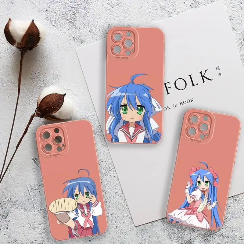 

Izumi Konata cute girl Phone Case For iPhone 13 12 11 Pro MAX Mini X XS XR 7 8 Plus Camera Lens Liquid Silicone