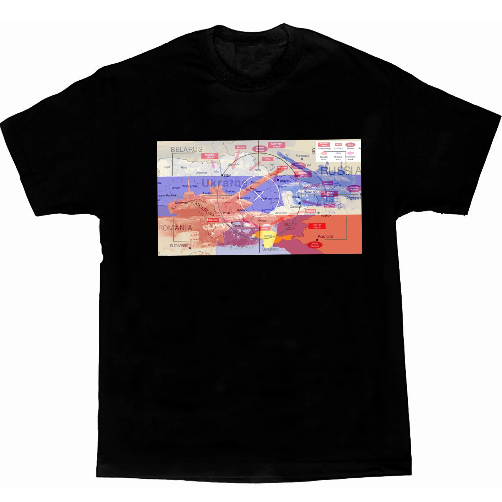 

Потенциальные российские военные перемещения Imto Украина. Забавная футболка с изображением карты анализа. Мужская футболка из высококачест...