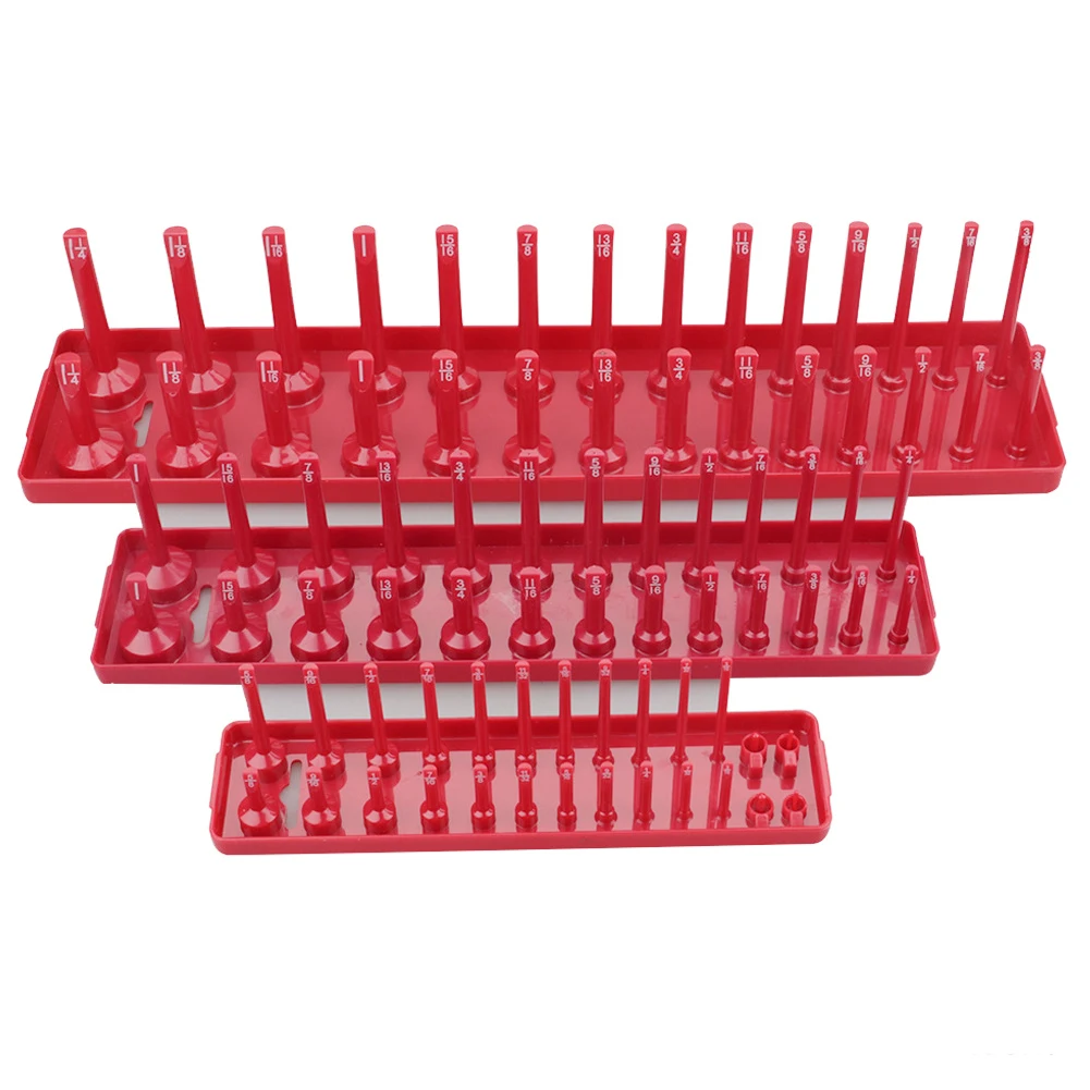 

3pcs/set Multifunctional Rack Home Shelf Stand Metric SAE Storage Tool Socket Tray Plastic Organizer 1/4'' 3/8'' 1/2'' Workshop