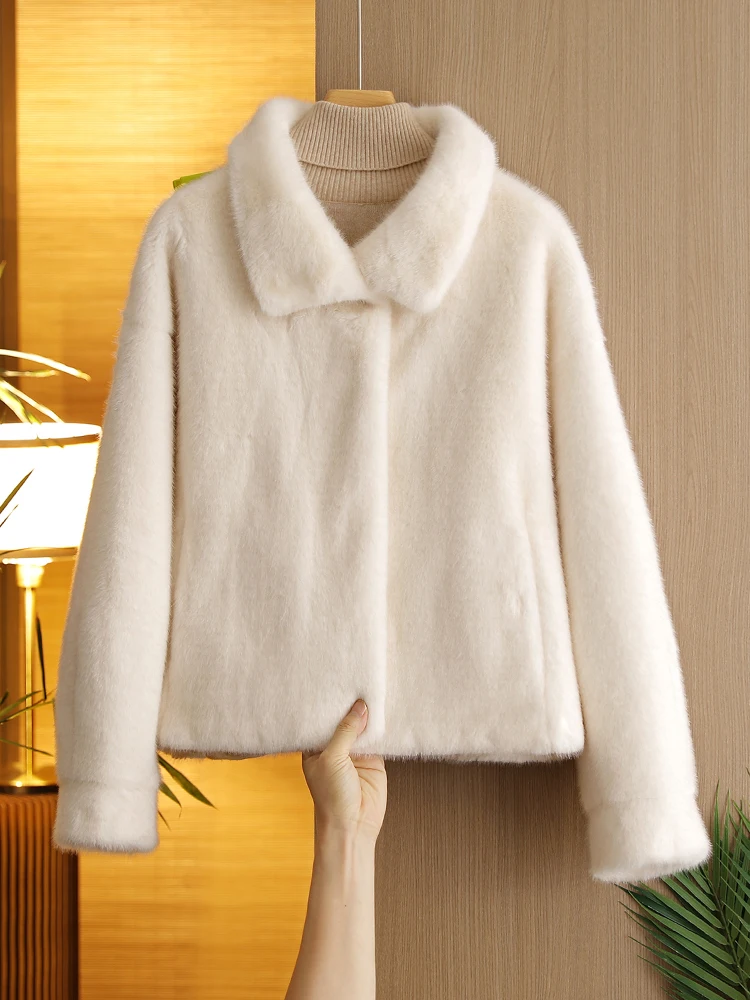 Женская зима 2024 коричнево-зеленое меховое кашемировое белье для молодых мам