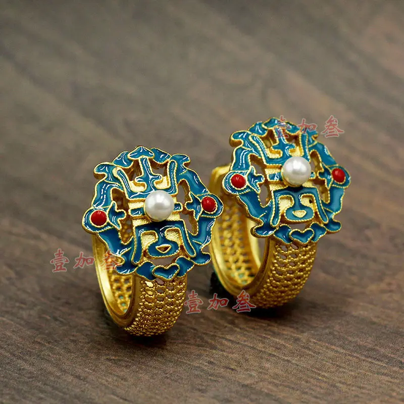 

Noble Palace Style Earrings Gold Vintage Pearl Temperament Earrings Reprint for Mother's Birthday Gift