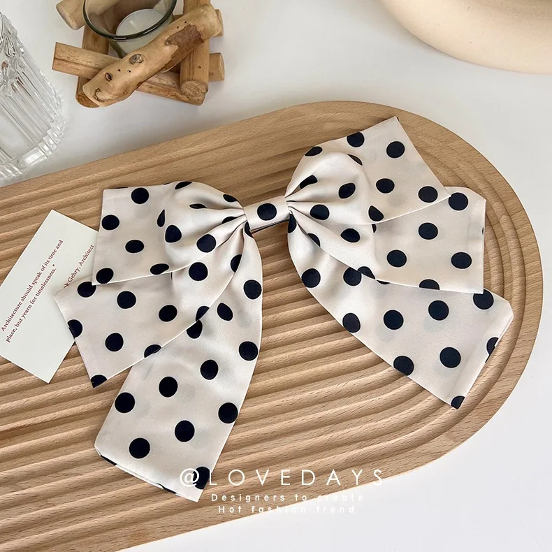 

Black White Bows Clips Vintage Bowknot Hairpin Dot Girls French Ponytail Clips Brattes For Women Fashion Headwear