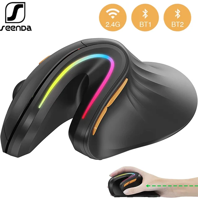 SeenDa Bluetooth Ergonomic Mouse Wireless Rechargeable Mouse RGB 1
