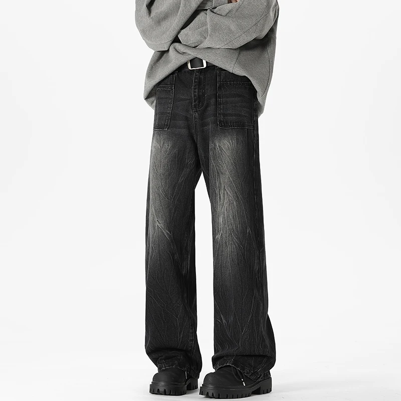 Популярная одежда в Корейском стиле уличная новые джинсы с широкими штанинами