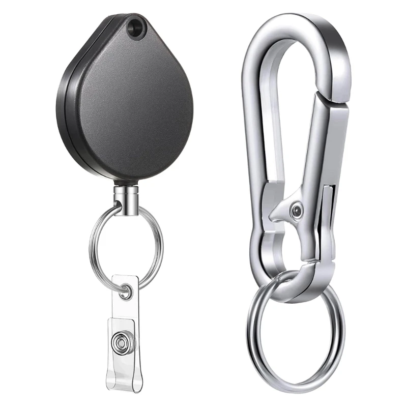 

Heavy Duty Retractable Keychain with Belt Clip, Retractable IDs Badge Reel, Retractable Badge Holder Steel Cord Keyring Dropship